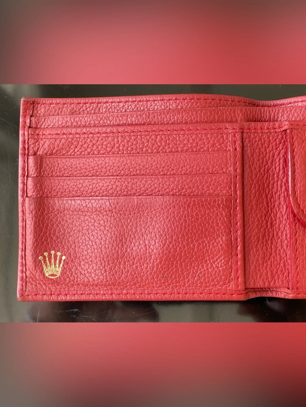 Rolex Bifold Wallet. Red Leather. Iconic Craftsmanship